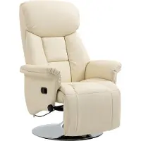 HOMCOM Relaxstoel-Kunstleer, Staal-80L x 78B x 109H cm-Crèmewit