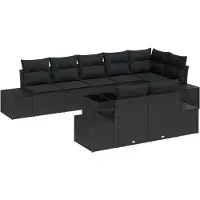 vidaXL Tuinbank Set met opslag Zwart Poly rattan