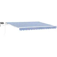 vidaXL Uitschuifbare luifel Blauw en Wit 350 x 250 cm