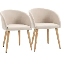 HOMCOM -Eetkamerstoel-Schuim-55x56x74cm-Beige