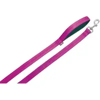 Nobby Soft Grip Hondenlijn - Dubbel Nylon - Gevoerd - Fuchsia / Zwart - Breedte 15 mm - Lengte 120 cm