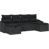 vidaXL Set van 6 tuinmeubels, polyrotan