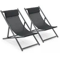 Oviala - Set van 2 zwarte ligstoelen - Santiago