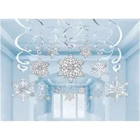 Amscan decoratiespiralen Sneewvlok 61 cm folie zilver 30 stuks