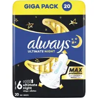 Always Ultimate Night Maandverband Met Vleugels - Maat 6 - 3 x 20 stuks