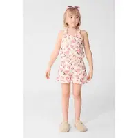 Shoeby playsuit ecru Meisjes Katoen V-hals All over print - maat 98/104