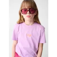 Shoeby T-shirt lila Paars Meisjes Katoen Ronde hals Tekst - maat 98/104