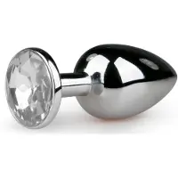 EasyToys - metalen anale plug (zilver-wit)