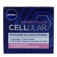 Nivea CELLular Expert Filler Anti-Age Nachtcrème voor Vrouwen - Alle Huidtypes - Crème met Hyaluronzuur en Foliumzuur - Hydraterend en Anti-Rimpel Effect - 50 ml