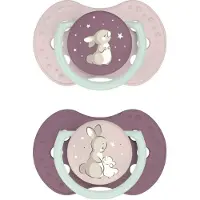 Difrax Dynamic Soother Night&Day Meisje 0-3 maanden 2 St Fopspeen