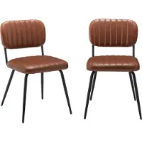 CALICOSY Lot de 2 chaises de séjour marron l56 cm sparte