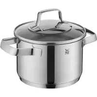 WMF Kookpot Vleespan Inductie 16cm Glazen Deksel Belmonte Roestvrij Staal 18/10, Pan + steelpan, Zilver