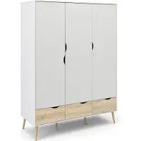 Ebuy24 Napoli kledingkast in wit eikenstructuur met 3 deuren en 3 lades.