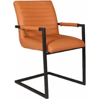 Lizzely Garden & Living Eetkamerstoel met armleuning cognac Noor eco-leer industrieel design eetstoel zetel