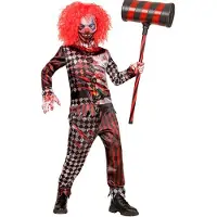 Finidi Widmann - Bloederige Evil Joker - Jongen - Rood, Zwart / Wit - Maat 128 - Carnavalskleding - Verkleedkleding