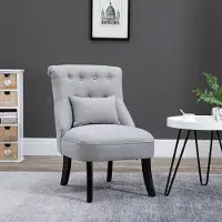 Sweiko Eetkamerstoel - Woonkamerstoelen - Lendekussen - Houten poten - Linnen - Grijs