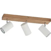 LINDBY Maniva plafondspot, 44 cm, 3-lamps, wit, GU10 Maniva, dimbaar, hout licht, Woon-/ Eetkamer, Hout, Modern, buitenspot