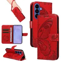 Mobigear Telefoonhoesje geschikt voor Samsung Galaxy S26 Plus Hoesje | Butterfly Bookcase Portemonnee | Pasjeshouder voor 2 Pasjes | Telefoonhoesje voor Pinpas / OV Kaart / Rijbewijs - Rood