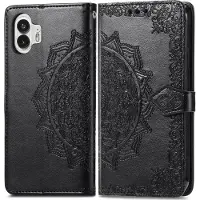 Mobigear Telefoonhoesje geschikt voor Nothing Phone (2) Hoesje | Mandala Bookcase Portemonnee | Pasjeshouder voor 3 Pasjes | Telefoonhoesje voor Pinpas / OV Kaart / Rijbewijs - Zwart