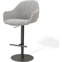 Nolon Niva-Mae Draaibare Tulp Barkruk Grijs Blend - Verstelbaar - Mat Zwart Onderstel - Scandinavisch - Armleuning
