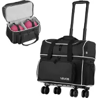 Vevor Bowlingbaltas voor 2 ballen met vier wielen en apart compartiment voor schoenen (tot Amerikaanse maat 16) en extra groot accessoirevak