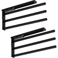 Sotech 2 stuks Aluminium Handdoekhouder TED 3-armig zwart mat (325 - 487 mm, uitschuifbaar, draaibaar) Telescopisch handdoekhouder geschikt voor grotere handdoeken