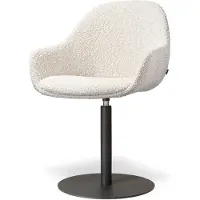Nolon Niva-Mae Draaibare Tulp Eetkamerstoel Bouclé Beige - Mat Zwart Onderstel - Scandinavisch - Armstoel