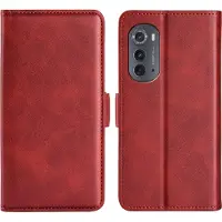 Mobigear Telefoonhoesje geschikt voor Motorola Edge (2022) Hoesje | Slim Magnet Bookcase Portemonnee | Pasjeshouder voor 3 Pasjes | Telefoonhoesje voor Pinpas / OV Kaart / Rijbewijs - Rood