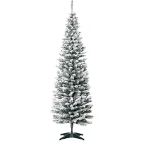 HOMCOM Kunstkerstboom, 180 cm, kerstboom met kunstsneeuw, voor binnenshuis