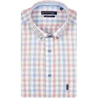 Giordano Normale fit rood blauw ruitjes overhemd