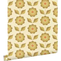 ESTAhome behang bloemen olijfgroen en okergeel - 50 x 900 cm - 130978