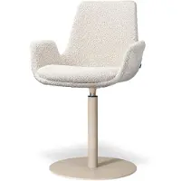 Nolon Niva-Eef Draaibare Tulp Eetkamerstoel Bouclé Beige - Beige Onderstel - Armleuning - Japandi