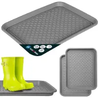 KOTARBAU 2 stuks Schoenenlekbak, Lekbak Schoenen, Kunststof, 38 x 50 cm, Grijs, Schoenendruipbak, Schoenmat, Laarzen Afdruipmat, Schoenafdruipbak, Schoenenschaal, Lekbak voor Natte Schoenen