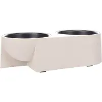 Flamingo Voerbak hond - drinkbak hond - 2x750ml - Duo Dinner Kana Beige & Zwart - dubbele voer- en drinkbak met houder