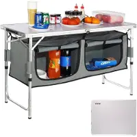 Vevor – Campingtafel - Outdoor Keukentafel – MDF Waterproof Blad – Verstelbare Hoogte – Opvouwbaar - Draagbaar - 47x120x70 cm
