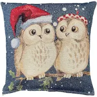 Emme Kussenhoes Christmas Owls - Kerst uilen - Met glitterdraad