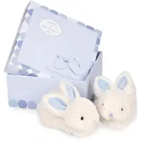 Doudou et Compagnie Chaussons avec hochet Lapin Bonbon Bleu