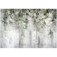 WALLARENA - Fotobehang - 350x250 cm - groene bladeren natuur beton voor slaapkamer en woonkamer