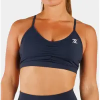 ZEUZ Dames Sport BH – Ruched Design – Fitness & Yoga - Marineblauw - L