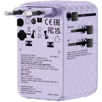 Verbatim Charge 'n' Travel 100W GaN III universele reisadapter met intrekbare USB-C kabel, 2 x USB-C, 2 x USB-A poorten Blauw