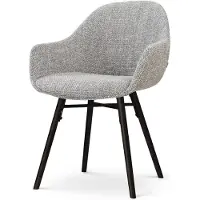 Nolon Nena-Mae Eetkamerstoel Grijs Blend - Zwart Houten Onderstel - Armstoel - Comfortabel - Stoffen - Elegant