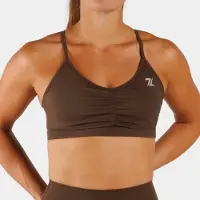 ZEUZ Dames Sport BH – Ruched Design – Fitness & Yoga - Bruin - L