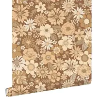 ESTAhome behang retro bloemen beige en bruin - 50 x 900 cm - 130965