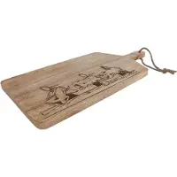 Merkloos Borrelpank Cow Naturel Mango 50x25x1,5cm Bruin bruin Hout Serveerplank