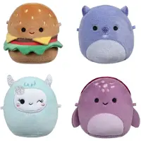 Squishmallows Micromallows pluche knuffels 6,5 cm 4 stuks set verzamel speelgoed.