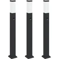 vidaXL Bolderverlichting met sensor 3 stuks 80 cm Zwart IP44