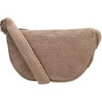 Merkloos Teddy Schoudertas 34x21cm taupe taupe Imitatiebont Tas