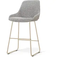 Nolon Nino-Isa Barkruk Grijs Blend - Beige Onderstel - 65 Cm - Japandi - Stoffen - Kookeiland - Barstoel