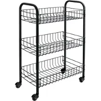 Metaltex - Siena - Keukentrolley - Trolley - Keukenrek - Serveerwagen - 3 manden - Op wielen - Zwart
