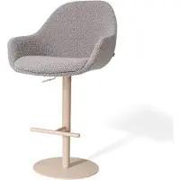 Nolon Niva-Mae Draaibare Tulp Barkruk Bouclé Taupe - Verstelbaar - Beige Onderstel - Barstoel - Japandi - Stoffen
